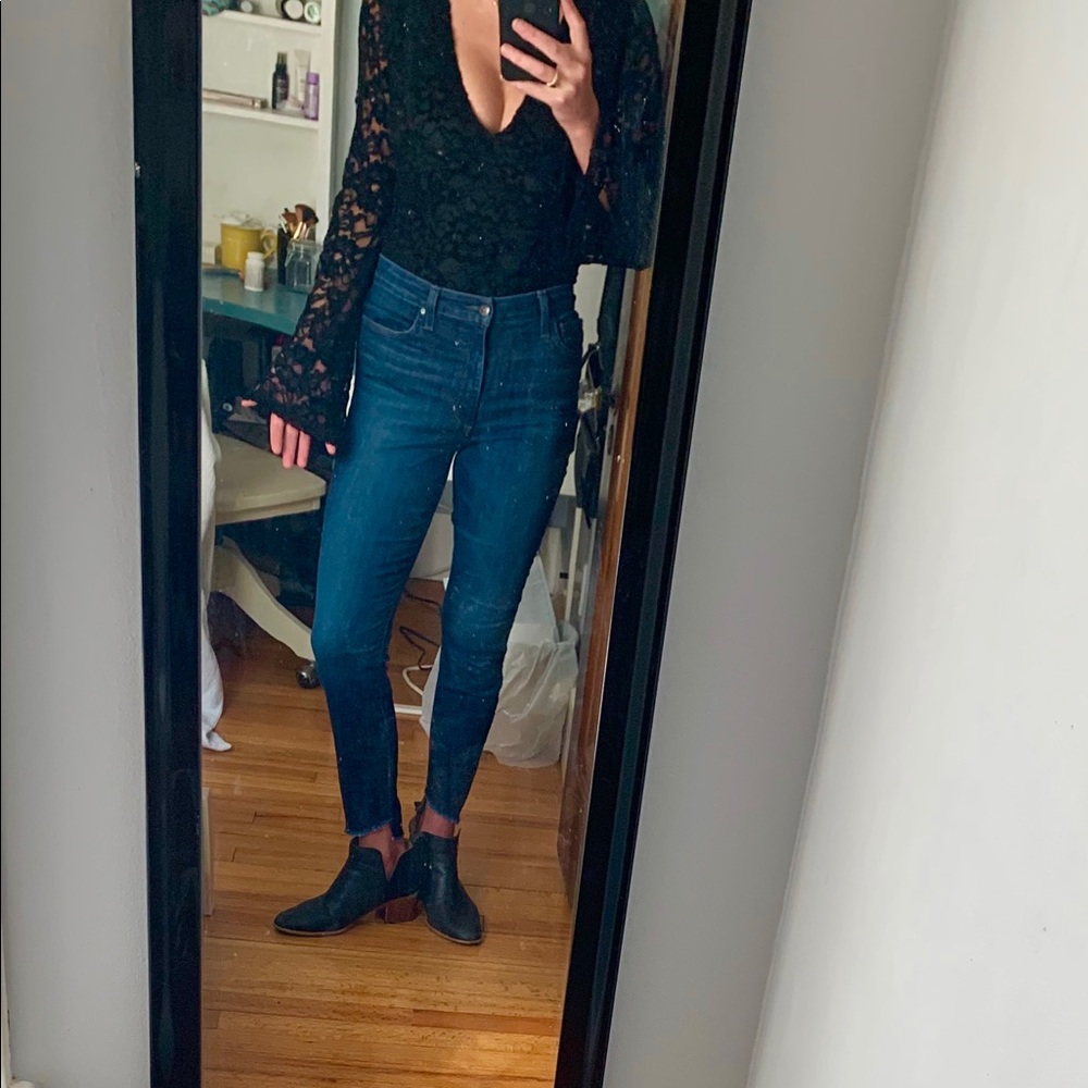 Somedays Lovin Black Bell-sleeve Lace Bodysuit